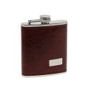 Flask &quot;Leather optic w/ texture&quot; red brown 7oz