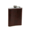 Flask "Happy Day - leather optic w/ texture" brown 8oz