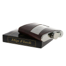 Flask "Happy Day - leather optic w/ texture" brown 8oz