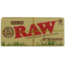 RAW Artesano Organic Hemp King Size Slim, 15 booklets each 32 leaves + Tips + Roll-Base
