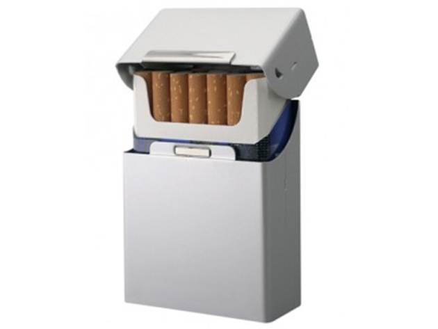 Zigarettenboxen "Alu" für 20 Zig., mit Magnetverschluß, 10er Display