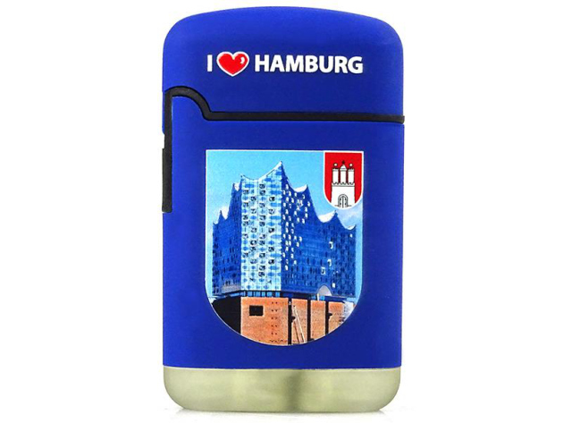 Sturmfeuerzeuge "I Love Hamburg / Elphi" blau 20er Display