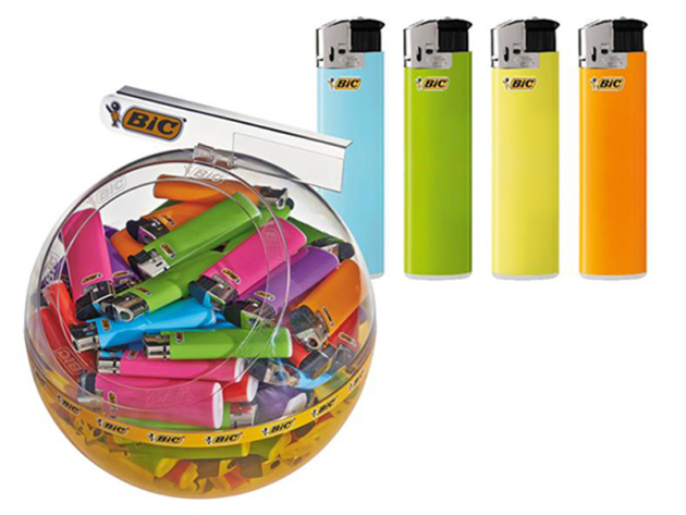 BIC-Presentational Glasbowl Bubble incl. 100 BIC Maxi J38 Electronic Lighters