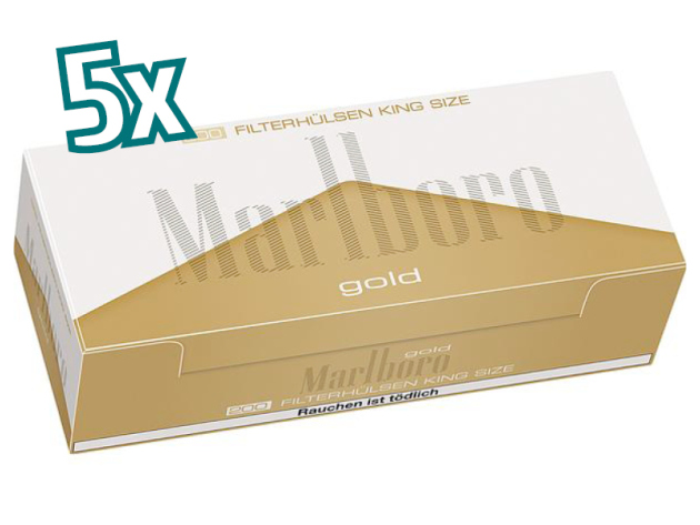 Marlboro Gold King Size, 200 Hülsen, 5er Gebinde