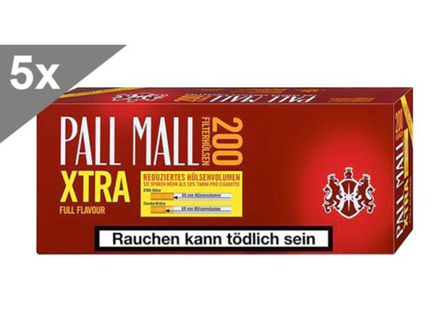 Pall Mall Xtra Full Flavour ( Rot ), 200 Hülsen, 5er Gebinde