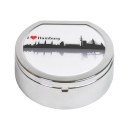Ashtray Chrome "I love Hamburg"  with lid, smoke-free, 140x 45mm