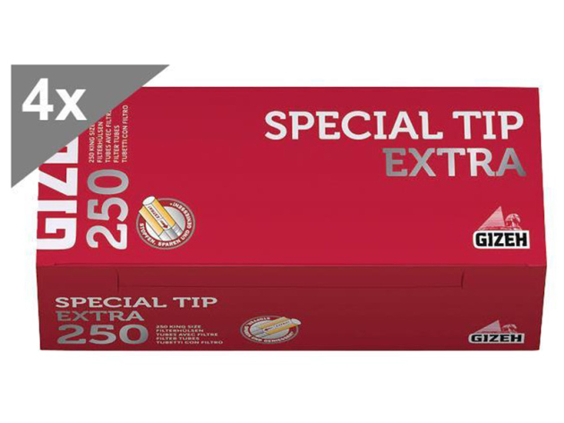 Gizeh Special Tip Extra, 250 cigarette tubes, 4p package