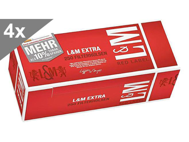 L&M Extra Red Label, 250 cigarette tubes, 4p package