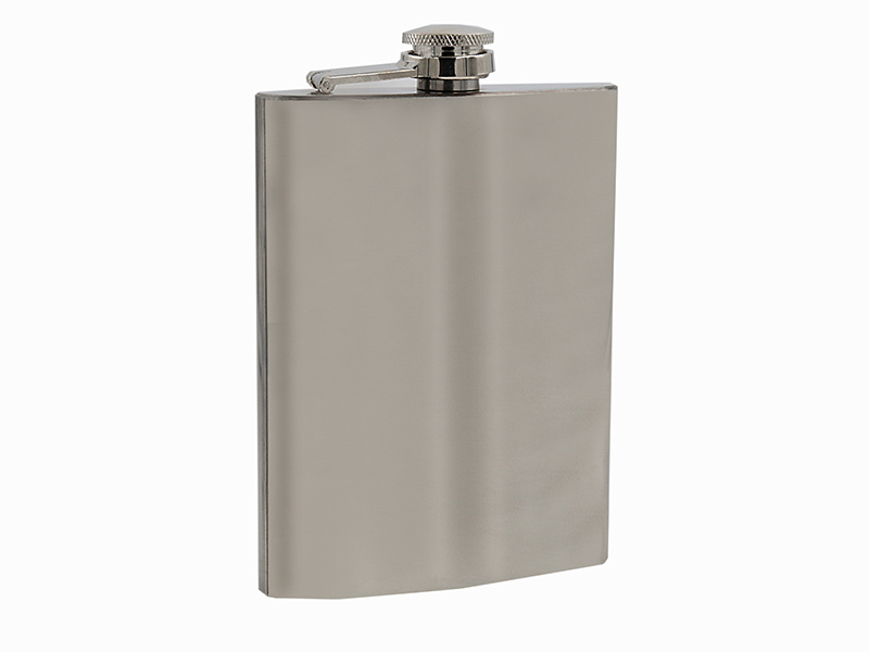 MFH Flachmann Edelstahl - Chrom Matt 8 OZ (225 Ml) Klassischer Whisky-Flachmann