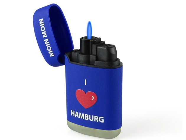 Sturmfeuerzeuge I love Hamburg Relief, blau 20er Display