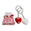 Metall-Schlüsselanhänger mit Polyresin-Herz, 3,5 cm, sortiert(rot und weiß) in Geschenktüte, 24er Display