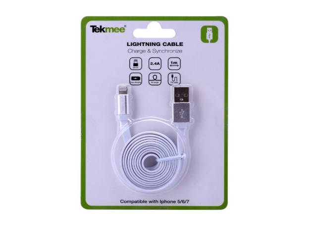 Tekmee 1m Lightning cable 2,4 A white