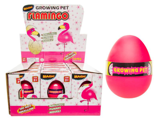 Growing Flamingo in Egg, 5,5 X 7,5 X 10,5 cm, 12p Display
