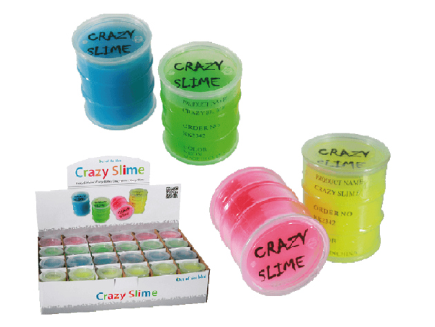 Crazy-Slime in Oil Drum, 4 colours assorted, 24p Display