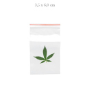 Poly Bag with hemp leaf, 35 x 60 mm, 10 x 100 pcs. pack
