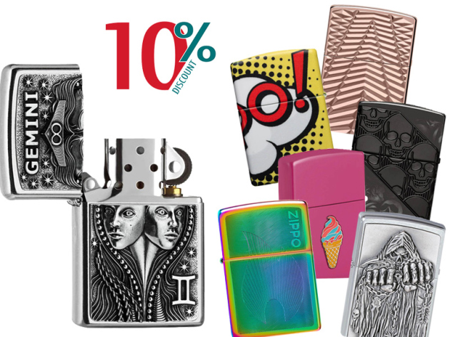 10% auf alle Zippo Feuerzeuge *bezieht sich auf den Grundpreis