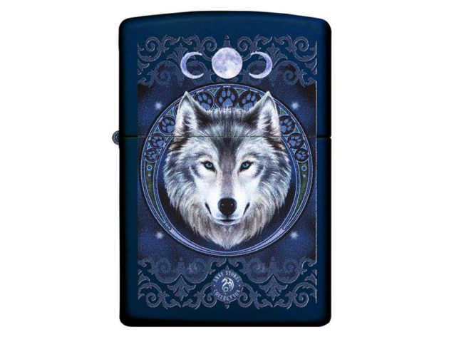 Zippo Lighter - Anne Stokes Wolf blue