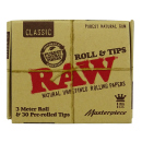 RAW Rolls + Prerolled Tips Masterpiece 12 Rollen je 3 Meter + 30 Filter Tips