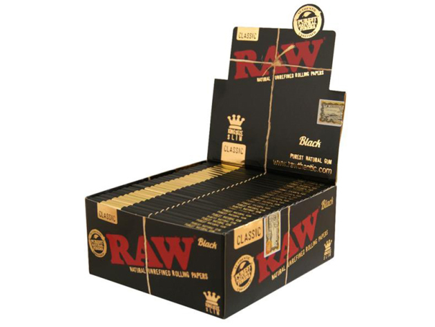 RAW Classic Black King Size Slim, 50 booklets each 32 leaves