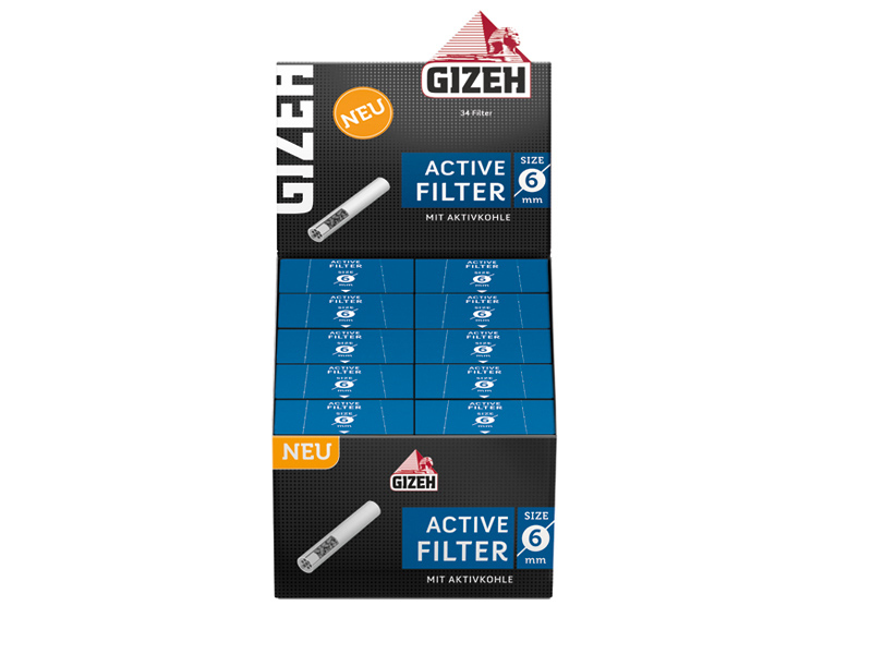 Gizeh Aktivkohle SLIM Filter 34 Stück 6 mm