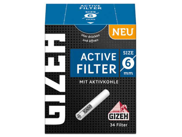 Gizeh Black Filter Aktiv-Kohle 6mm, 34 Stück