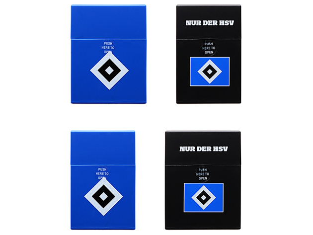 Zigarettenboxen "HSV" Sprungdeckel, 2 Größen/2 Motive, 12er Display
