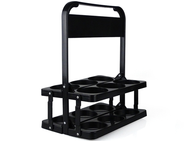 Flaschenträger schwarz, klappbar, für 6 Flaschen Ø 7,5 cm