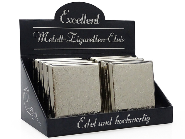 Cigarette Case display 8x "Classic" with metal clasp, capacity: 20 cigarettes