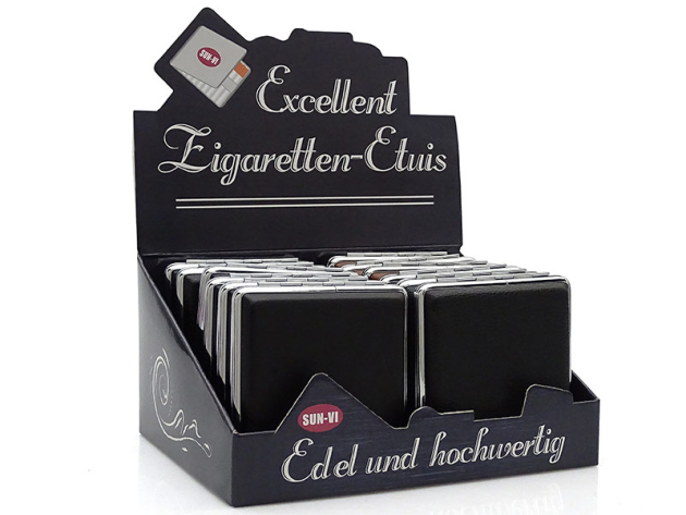 Cigarette Case display 12x "Gentleman" with clasp, capacity 20 cigarettes