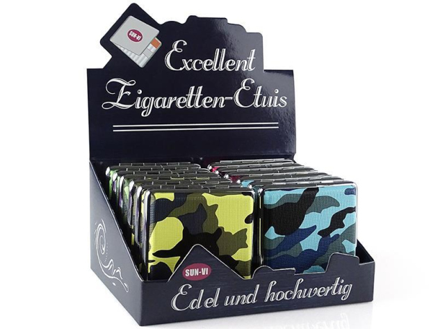 Zigarettenetui "Camouflage" für 20 Zig., mit Spange, 12er Display