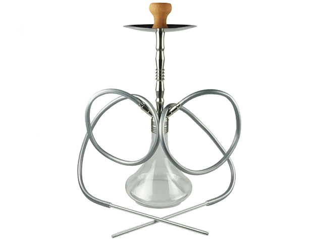 Hookah "Grand Deluxe Silver", screwable, 2 hoses, 70 cm
