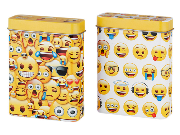 Zigarettenboxen "Emojis", Metall, für 20 Zig., 12er Display*