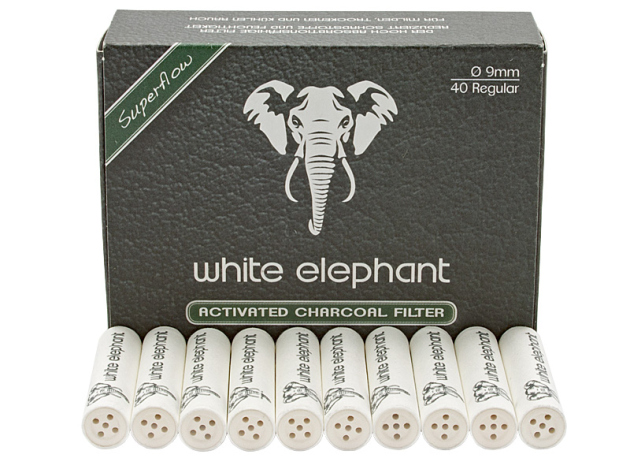 White Elephant Aktivkohlefilter Superflow 9mm, 40er Packung