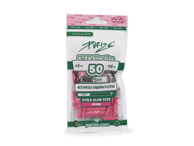 PURIZE Pink, 50er Pack., Xtra Slim Size 5,9mm, Aktivkohlefilter