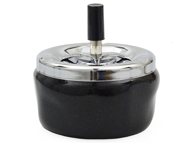 Rotary Ashtray Stone Pattern Black, Ø 11 cm