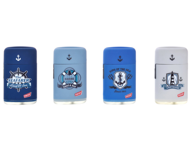 Storm Lighter "Navy" jet-flame, 4-fold assorted, 20p display