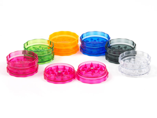 Grinder "Coney" Kunststoff 2-tlg., 6-fach sort. Ø 48mm, 24er Display