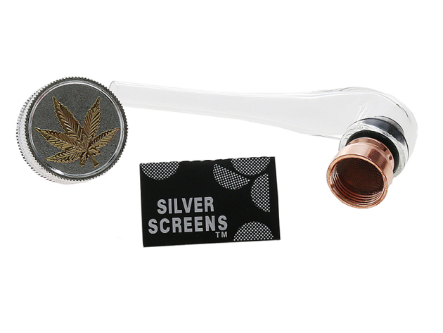 Handpfeifen-Set "Glass-Pipe", mit Grinder und Ersatzsieb, einzeln