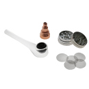 Handpfeifen-Set "Glass-Pipe", mit Grinder und Ersatzsieb, einzeln