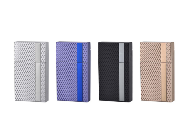 Zigarettenboxen "Drops" Slim, für 20 Zig., 4 Farben sort., 12er Display