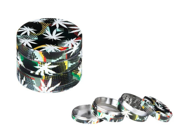 Grinder "Schwarz-Weiß Hanfdesign" 4-tlg, Ø 50mm