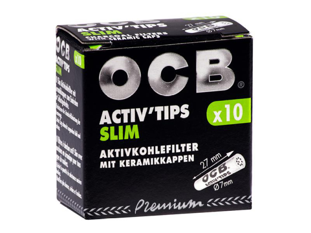 OCB Filter Slim Activ Tips Aktivkohle 7mm, 10er Schachtel