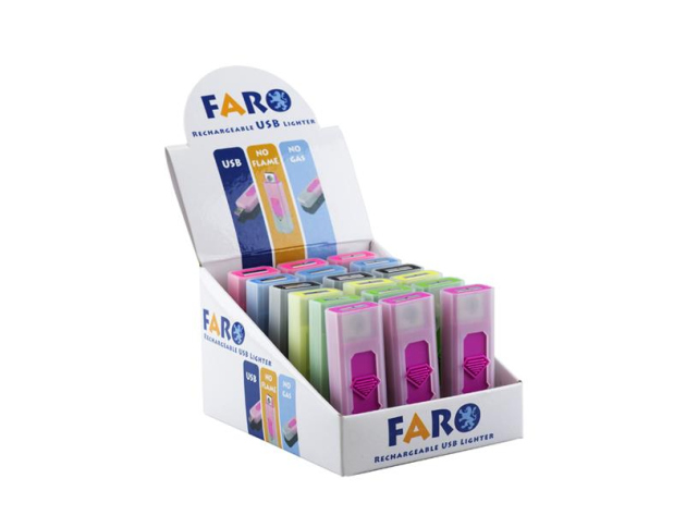 USB-Feuerzeug mit Gühspirale, mehrfarbig, 18er Display