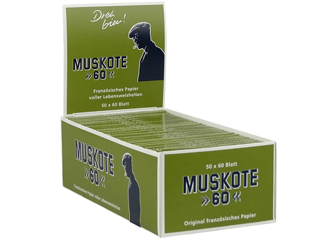 Muskote Green Rolling Papers 50 booklets each 60 leaves