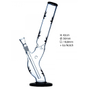 Glasbong S-Form; Ice; schwarze Bl&auml;tter; 42cm hoch