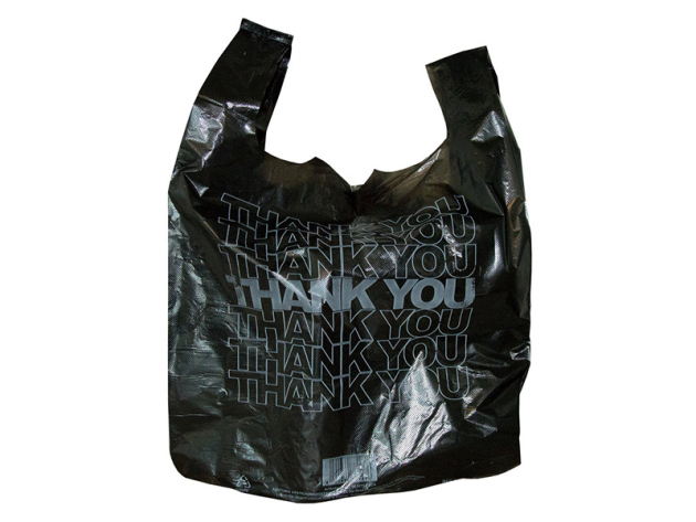 500 Plastiktüten Einkaufstüten Tragetaschen schwarz bedruckt Thank You in grau 