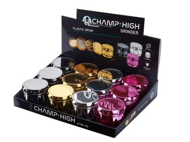 Grinder "Champ-High" Kunststoff 4-tlg. Ø 6,3 cm, 12er Display