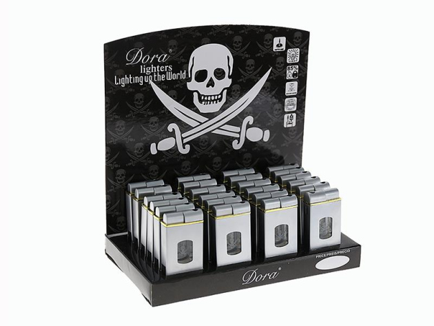 Metallfeuerzeuge "Pirat"  LED, Softflame, 24er Display