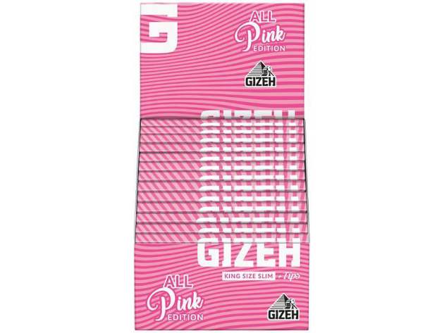 Gizeh All Pink King Size Slim + Tips 26 Hefte je 34 Blatt + 34 Tips