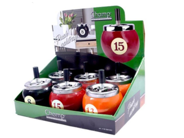 Drehaschenbecher "Billard"  Ø 9,2cm 6er Display